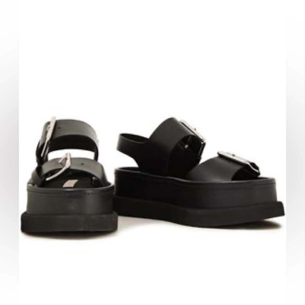 Stella McCartney Black Faux Leather Vegan Platform Buckle Sandals - Picture 12 of 15